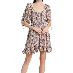 En Saison Floral Peasant-Sleeve Minidress